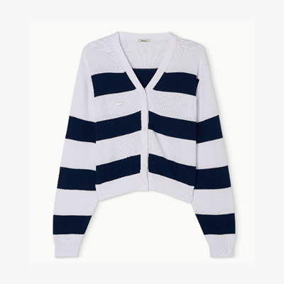 白と黒のボーダーカーディガン